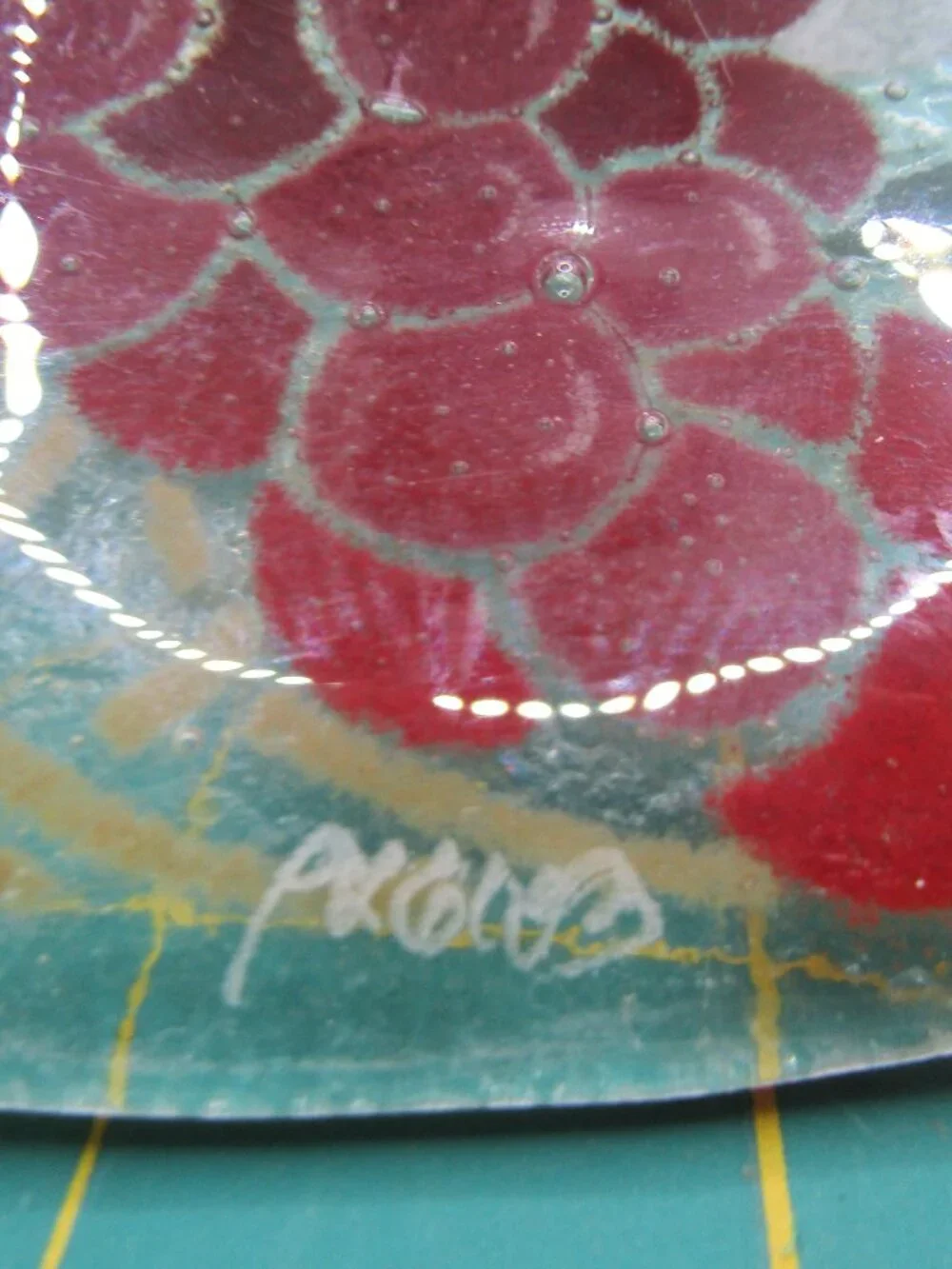 Peggy Karr Fused Art Glass Wine and Grapes 11